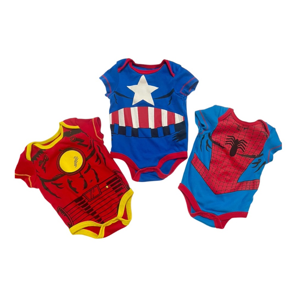 Marvel set of 3 short sleeve rompers baby 0-3 months
